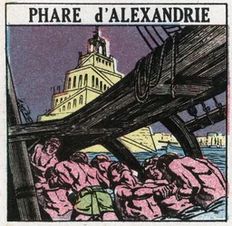 Sinais luminosos: o farol de Alexandria no antigo Egito. Ilustração anónima de 1925. Colecção privada.