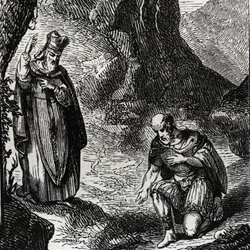 Marcial de Limoges ou São Marcial (século III) converte o chefe do povo celta dos Lemovices - Gravura de 1846 em «Vidas dos santos». Coleção particular.