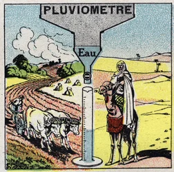 Meteorologia: influência da chuva no clima, uso da chuva. Ilustração anônima de 1925. Coleção privada.