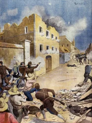 Revolução Mexicana (Revolução Mexicana: fuzileiros americanos lutando em Vera-Cruz, abril de 1914) Ilustração em "L