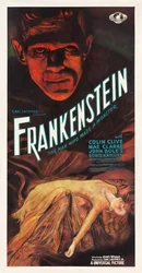 Cartaz do filme "Frankenstein" - Anônimo. Litografia a cores