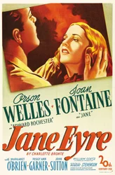 Cartaz do filme "Jane Eyre", escrito por Charlotte Bronte e dirigido por Robert Stevenson em 1944 com os atores Orson Welles como Edward Rochester e Joan Fontaine como Jane. Coleção particular.