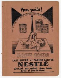 Anúncio do Nestlé para o leite com açúcar para crianças.