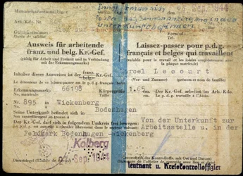 Salvo-conduto da Segunda Guerra Mundial, «Salvo-conduto» para dirigentes franceses e belgas que trabalham, 25/9/1944.