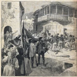 A insurreição dos camponeses na Sicília. Gravura em "Le Petit Parisien" em 31/12/1893.