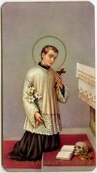 Imagem piedosa: Aloysius Gonzaga adorando a cruz (estampa)