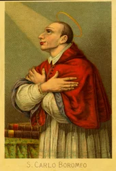 Imagem piedosa: Charles Borromeo cardeal arcebispo de Milão (cromolitografia)