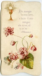Imagem piedosa: Eucaristia, Quem come o meu corpo e bebe o meu sangue permanece em mim e eu neleb (gravura)