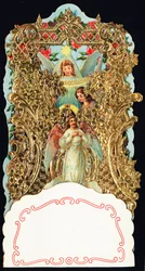 Imagem piedosa: "Glória a Deus" Dentelee e doree map. Cromolitografia. Coleção privada.