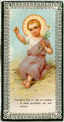 Imagem piedosa: Jesus segurando um lilum (cromolitografia)