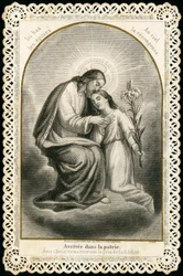 Imagem piedosa: Jesus recebendo as almas dos fiéis (gravura)