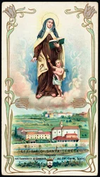 Imagem piedosa: "Representação de Santa Teresa de Jesus ou Ávila (1515-1582), mística espanhola e Carmelita" Cromolitografia. Coleção Particular