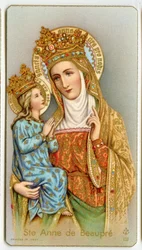 Imagem piedosa: Santa Ana de Beaupre, santa padroeira do Quebec (cromolitografia)
