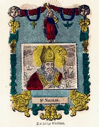 Imagem piedosa: São Nicolau. Gravura do século XIX Colecção privada