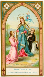 Imagem piedosa: Santo Odile de Alsace padroeira dos Cânones Regulares da Ordem da Santa Cruz (cromolitografia)