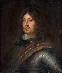 "Retrato do Rei Charles X Gustav da Suécia (1622-1660) Peinture anonyme fin 17eme siecle Óleo sobre tela Dim 71,5x62,5 cm Private Collection
