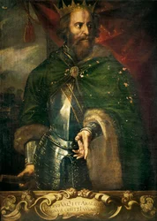 Retrato de Pedro III ""O Grande"" (1240-1285), rei de Aragão e Valência. Pintura anônima. Espanha, Valência. Palácio da Generalitat.