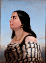 Retrato de Anita Garibaldi (1821-1849), esposa de Giuseppe Garibaldi, pintura anônima. Coleção Particular