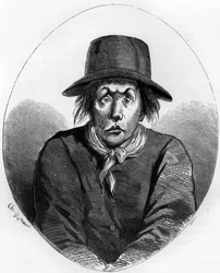 Retrato de Antoine Simon (1736-1794), mestre sapateiro e revolucionário francês, guarda de Luís XVII no Temple em 1793 - Gravura de 1863 em «The Red Book - Histoire de l