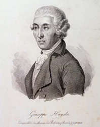 Retrato do compositor austríaco Joseph Haydn (1732-1809) Gravura. Colecção privada do século XIX