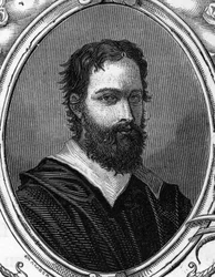 Retrato de Bartolomeo Ramenghi Bagnacavallo (ca. 1484-1542), pintor italiano. gravura de 1859 em "as galerias da Europa - Itália" por armengaud. Coleção particular.
