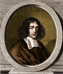 Retrato de Baruch Spinoza (1632-1677), filósofo neerlandês, também conhecido como Bento de Espinosa, Benedictus de Spinoza ou Benoit de Spinoza.