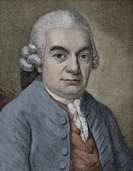 Retrato de Carl Philipp Emanuel Bach (Emmanuel) (1714 - 1788), compositor alemão (gravura)