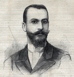 Retrato de Casimir Maistre (1867-1957), explorador francês em África. Gravura em "Le Peute Parisien" (Le Peute Parisien)
