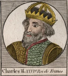 Retrato de Carlos II o Careca (823-877), Rei da França - Carlos II (823-877) o Careca - gravura de "Instruction sur l