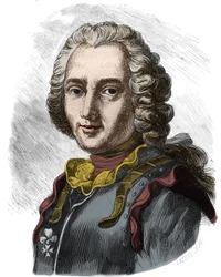 Retrato de Claude, cavaleiro então conde de Forbin (1656 - 1733) marinheiro francês. Gravura do século XIX. Colecção privada.