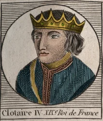 Retrato de Clothaire (Clothaire) IV (ca. 685-719), Rei dos Francos da Austrália de 717 a 719 - Chlothar IV (ou Clotar) rei dos Francos - gravura de "Instruction sur l