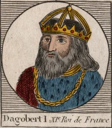 Retrato de Dagobert, Rei dos Francos de 628 a 638 - Dagobert (605-39) Rei dos Francos - gravura de "Instruction sur l