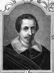 Retrato de Daniele Crespi (1598-1630) pintor italiano. Gravura de 1859 em "as galerias da Europa - Itália" de Armandaud. Colecção privada.
