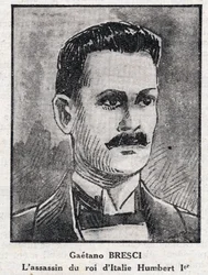 Retrato de Gaetano Bresci (1869-1901), anarquista italiano que assassinou o rei Umberto I