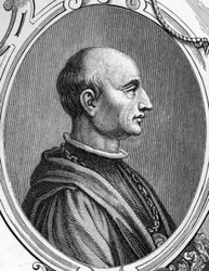 Retrato de Gentile Bellini (1429-1507), pintor italiano. gravura de 1859 em "as galerias da Europa - Itália" por armengaud. Colecção privada.