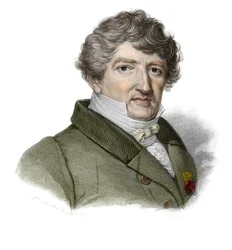 Retrato de Georges Cuvier (1764-1832), paleontólogo francês em "Retratos e história dos homens úteis: homens e mulheres de todos os países e condições, que adquiriram direitos ao reconhecimento dos homens" publicado e propagado pela Societe Mo