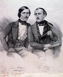 Retrato de Giovanni Bottesini (à esquerda) e Luigi Arditi (gravura