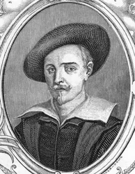 Retrato de Guido Reni (1575-1642). Pintor italiano. gravura de 1859 em "as galerias da Europa - Itália" de armengaud. Colecção privada.