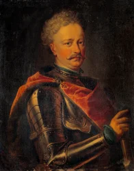 Retrato de João III Sobieski (1629-1696) Rei da Polónia Pintura anónima. Sol do século XVII. 0,81x0,64 m
