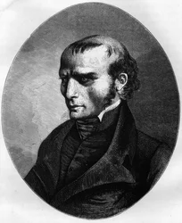 Retrato de Louis Pierre Louvel (1783-1820), assassino do duque de Berry em 1820 - gravura de 1863 em «Le Livre Rouge - Histoire de l