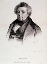 Retrato de Luigi Lablache (1794-1858) cantor de ópera italiano e francês Engraving. Século XIX. Coleção privada milanesa.
