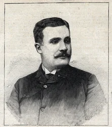 Retrato de Pierre Decourcelle, escritor francês (1856-1926). Gravura em "Le Petro Parisien" (Le Petro Parisien)