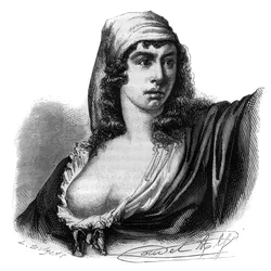 Retrato de Theroigne de Mericourt (1762-1817), revolucionário francês - Gravura em "Histoire des Girondins" de Alphonse de Lamartine (1790-1869) 1865-1866 - Coleção particular