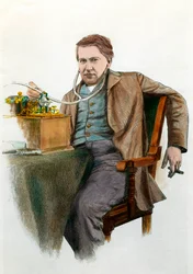 Retrato de Thomas Edison (1847-1931), físico americano. Gravado por volta de 1900. Coleção privada