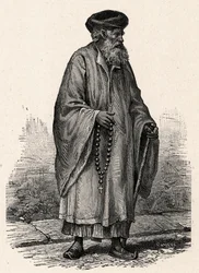 Retrato de um copta católico de Zifte, no Egipto. Gravura em "Les Missions Catholiques au XIXeme Siecle" de Louis-Eugene (Louis Eugene) Louvet. coleção particular.