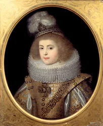 Retrato de uma jovem rapariga da corte do rei de Navarra. Pintura anónima