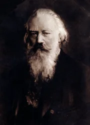Retrato do compositor inglês Johannes Brahms (1833-1897) Desenho. Século XIX. Coleção particular