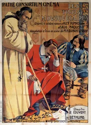 Cartaz da peça "O Convento de Bethune" adaptado de um capítulo de "Os Três Mosqueteiros" de Alexandre Dumas 1920 no Consórcio Pathe Cinema, Coleção Particular - Cartaz da peça no Cinema Pathe Constrtium "O Convento de Bethune" adaptado de um capítulo de "O