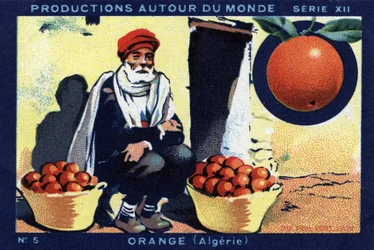 Produções em todo o mundo: Orange na Argélia. Cromolitografia de 1933 em "Joseph-Milliat Album".