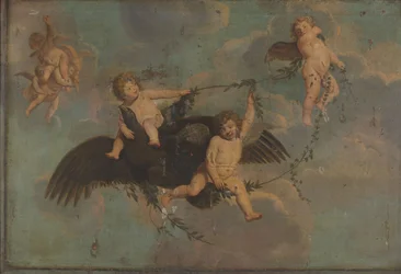 Putti com uma águia sobre as nuvens, c.1650 (óleo sobre tela)